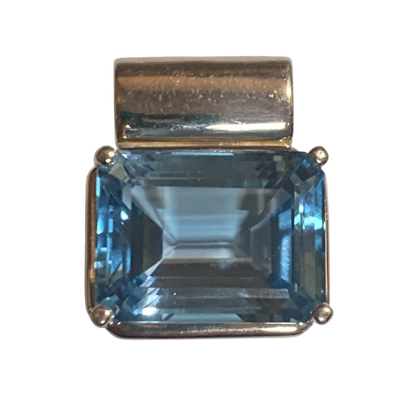 Stunning Sterling Silver & Blue Topaz Pendant By Utc Statement Piece
